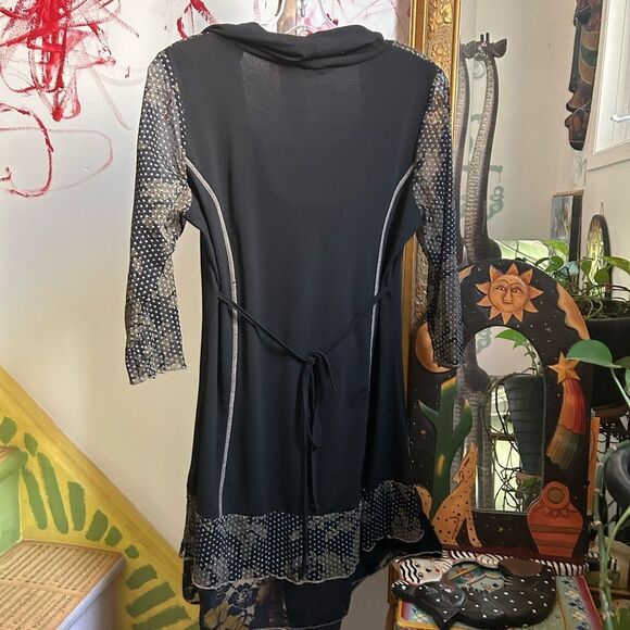 Y2K Elegant Black and Gray Long Sleeve Dress M - Picture 9 of 16